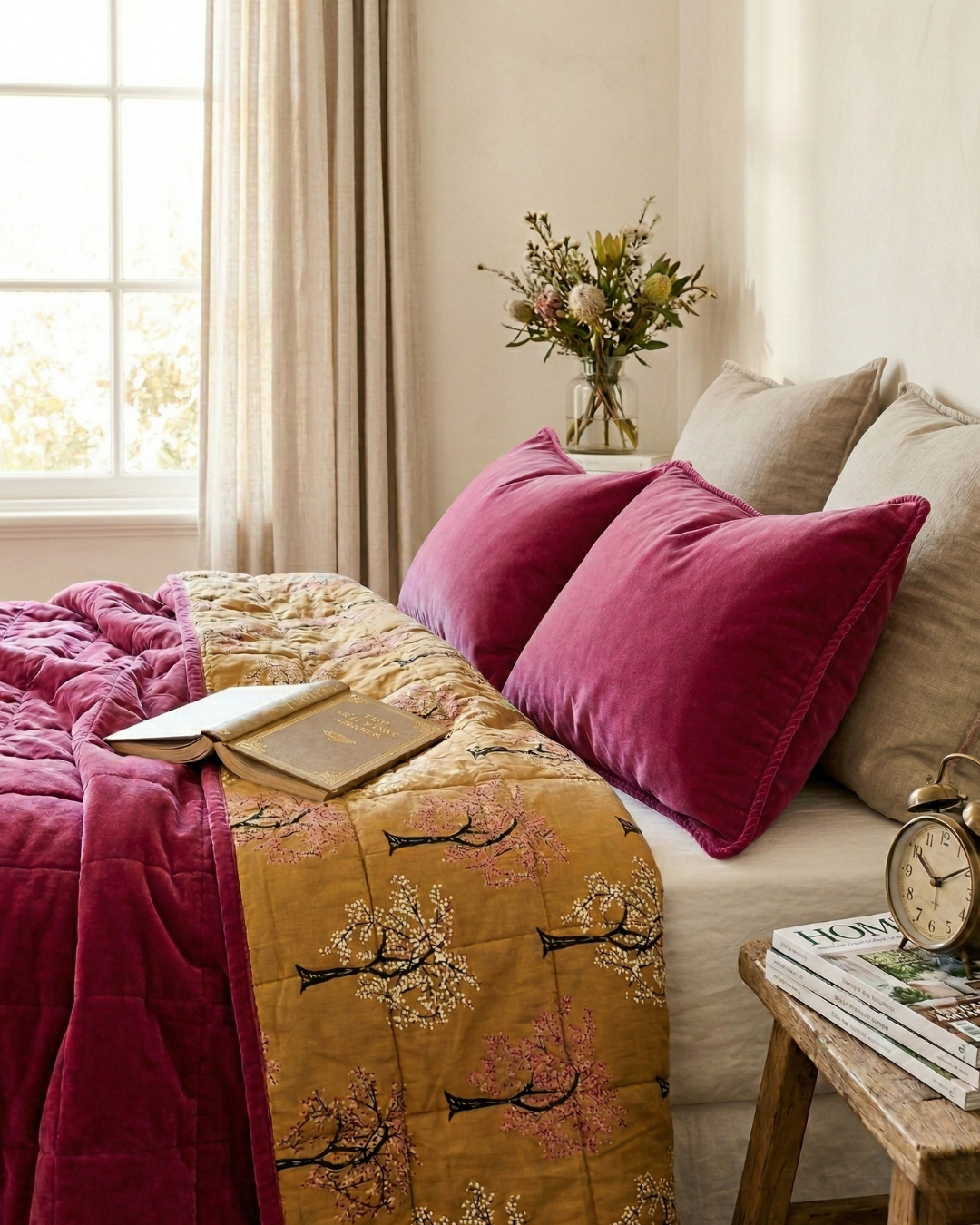 Berry Ode KING - Cotton Velvet Reverse Print
