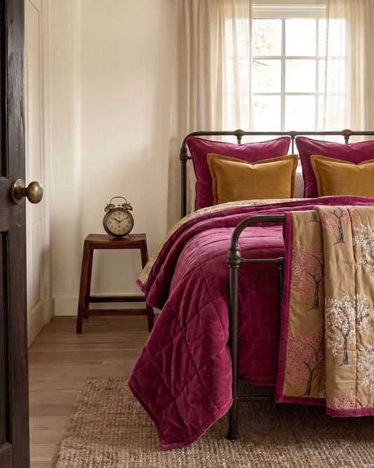 Berry Ode LUXE QUEEN - Cotton Velvet Reverse Print
