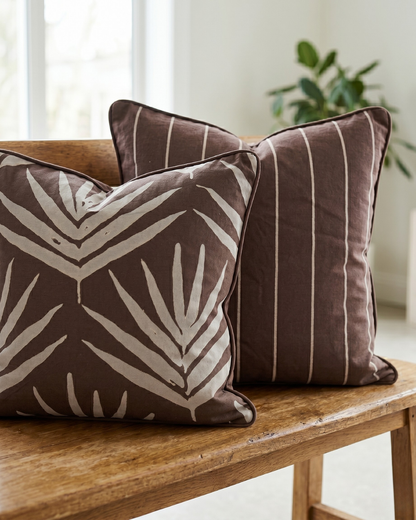 Small Organic Cotton Cushion Covers - Burnt Sienna Stripes