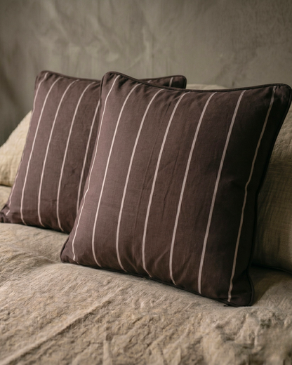 Small Organic Cotton Cushion Covers - Burnt Sienna Stripes