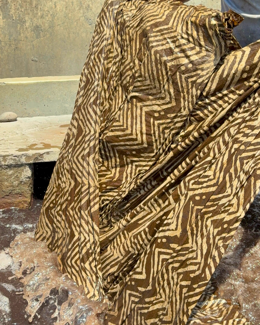 Cotton Velvet Reverse Dabu Print - Moss Creek