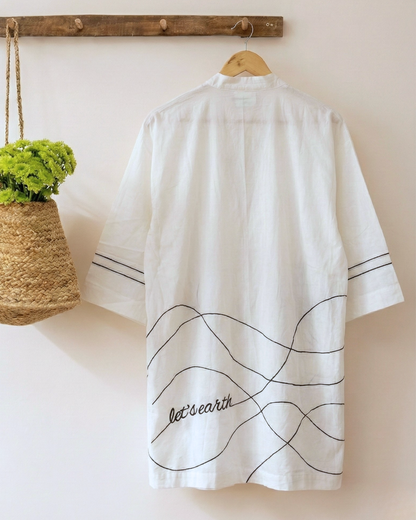 Wildflower Opal White Kimono | Embroidery on Organic Cotton