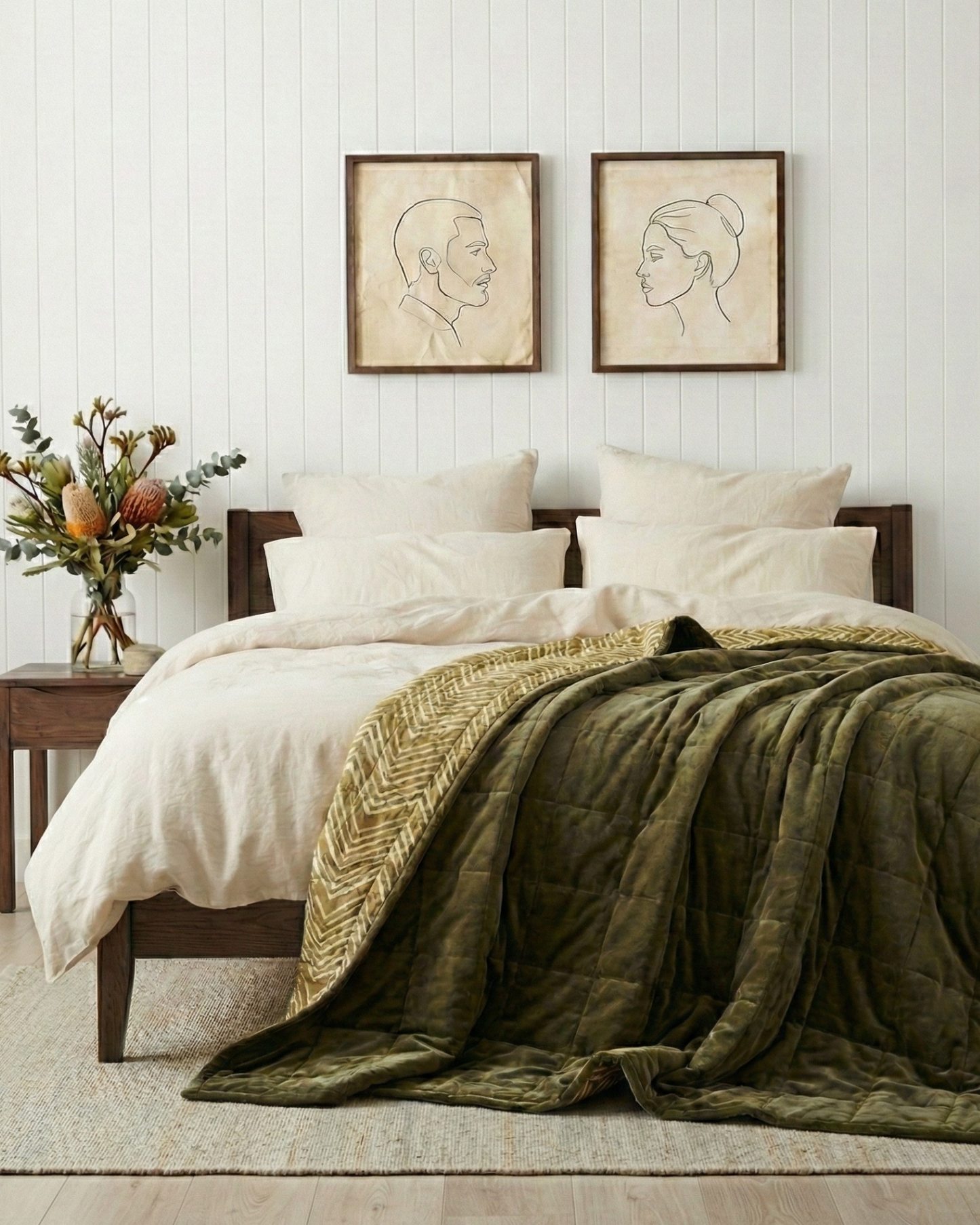 Cotton Velvet Reverse Dabu Print - Moss Creek