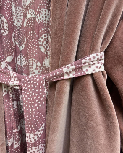 Sand Drift Velvet Kimono Coat - Reverse Dabu Cotton