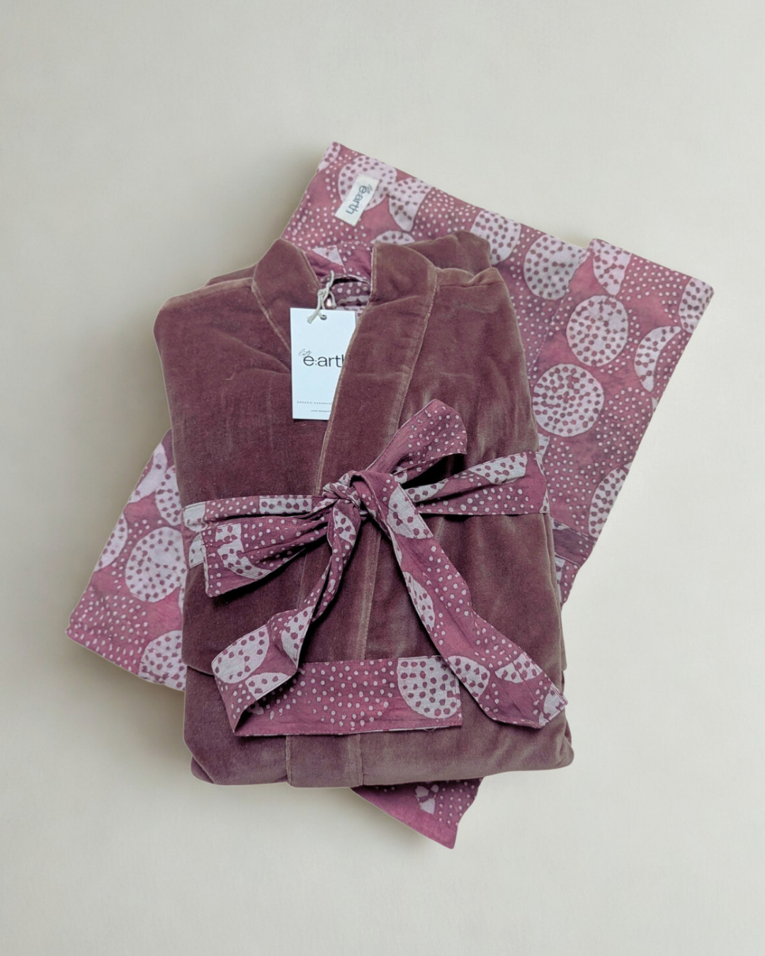 Cotton Velvet Dabu Kimono - Sand Drift