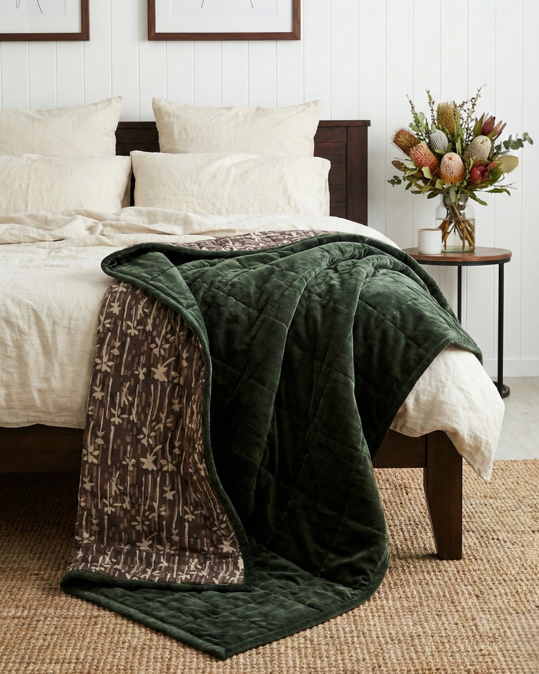 Eucalypt Earth QUEEN - Cotton Velvet Reverse Dabu Print