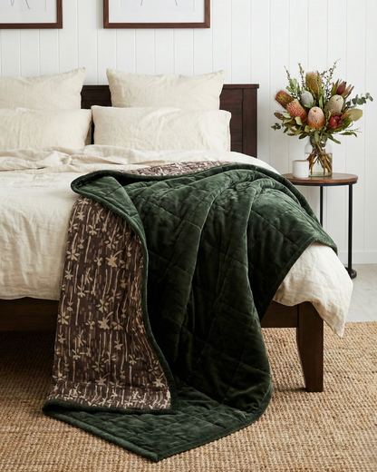 Eucalypt Earth Throw | Cotton Velvet Reversible