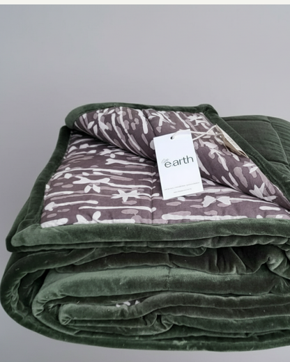 Eucalypt Earth Throw | Cotton Velvet Reversible