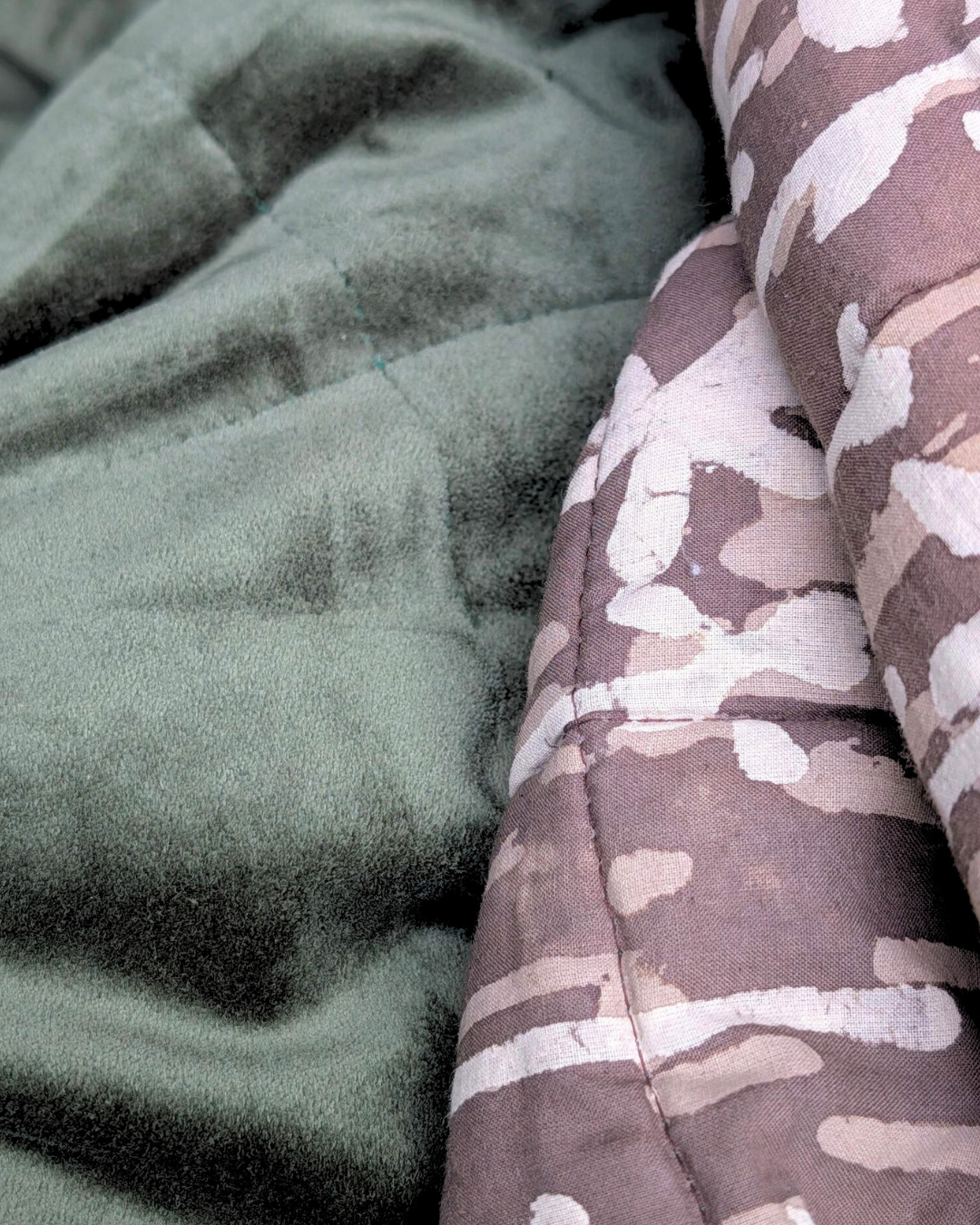 Eucalypt Earth THROW - Cotton Velvet Reverse Dabu Print