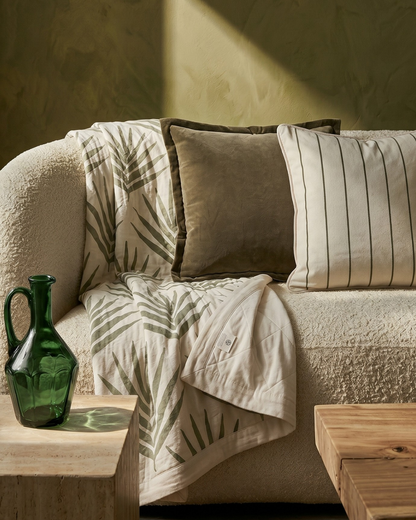 Organic Cotton Throw Blanket - Bangalow Palm Eucalyptus