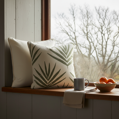 Small Organic Cotton Cushion Covers - Eucalyptus Bangalow Palms