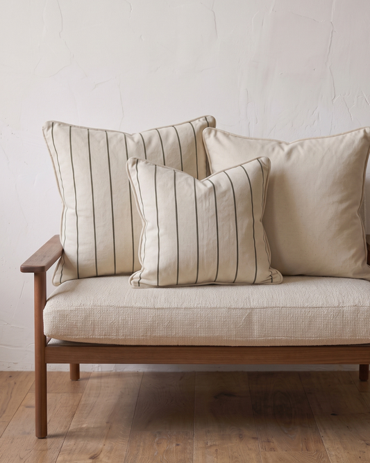 Euro Eucalyptus Stripes - Organic Cotton Cushion Covers