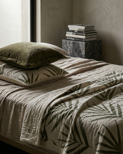Organic Cotton Throw Blanket - Bangalow Palm Eucalyptus