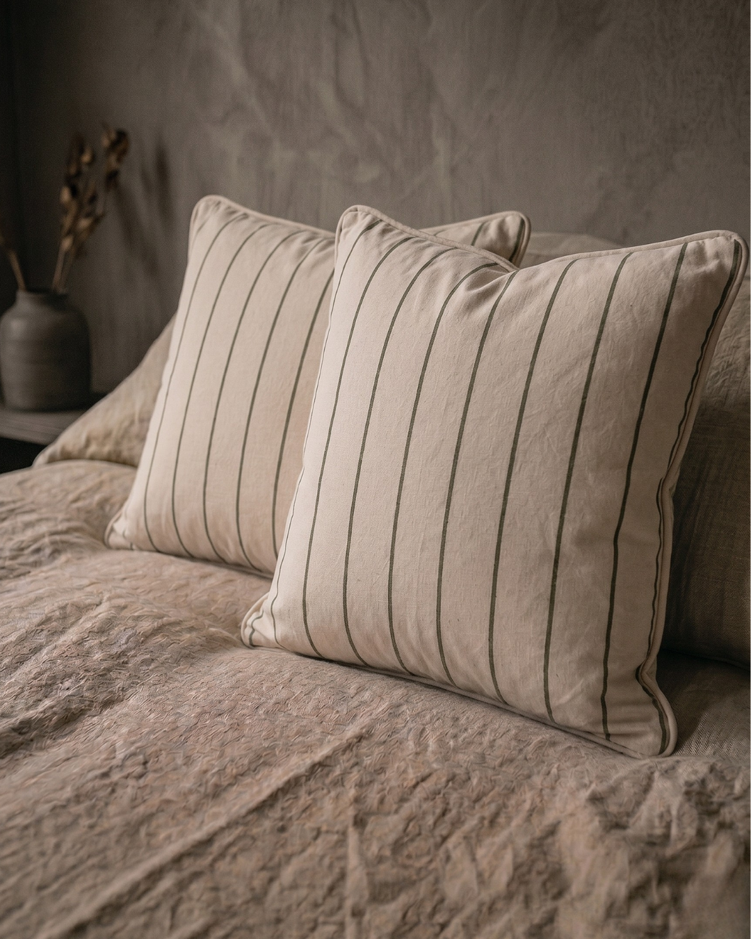 Organic Cotton Cushion Covers - Eucalyptus Stripes