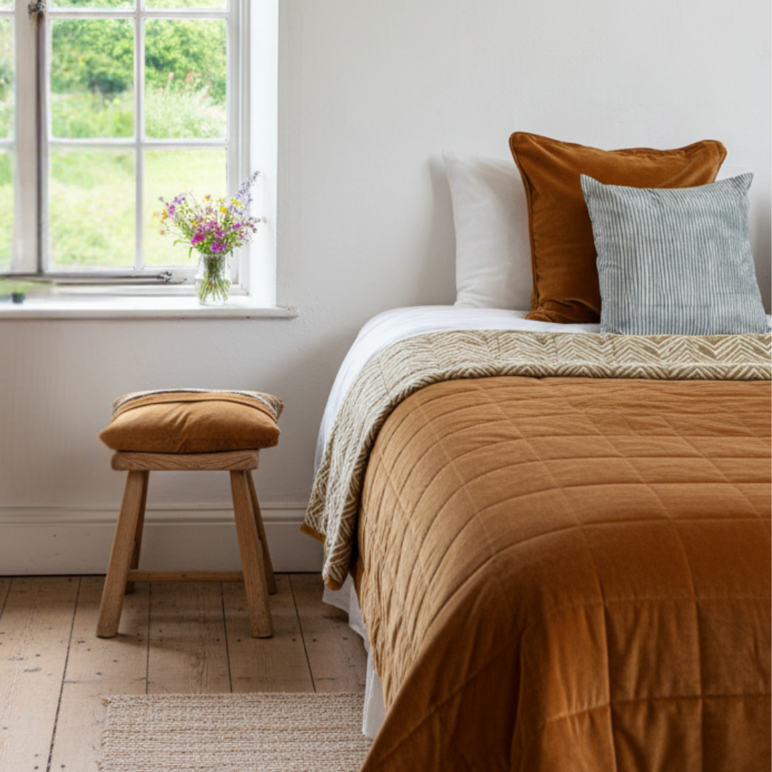 Cotton Velvet Reverse Dabu Print - Ochre Creek