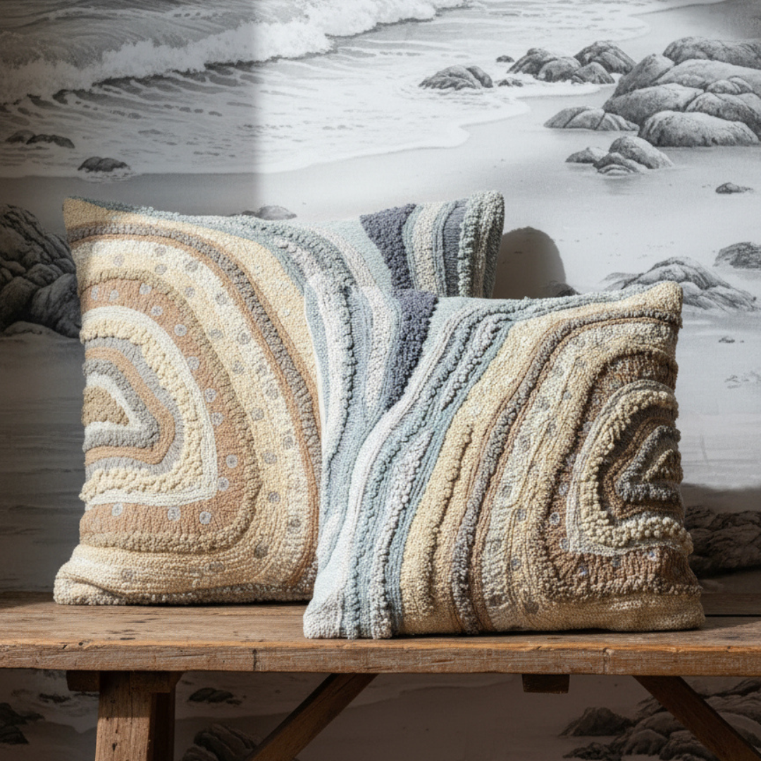 Sandstone - Chenille Embroidered Cushion Cover on Cotton