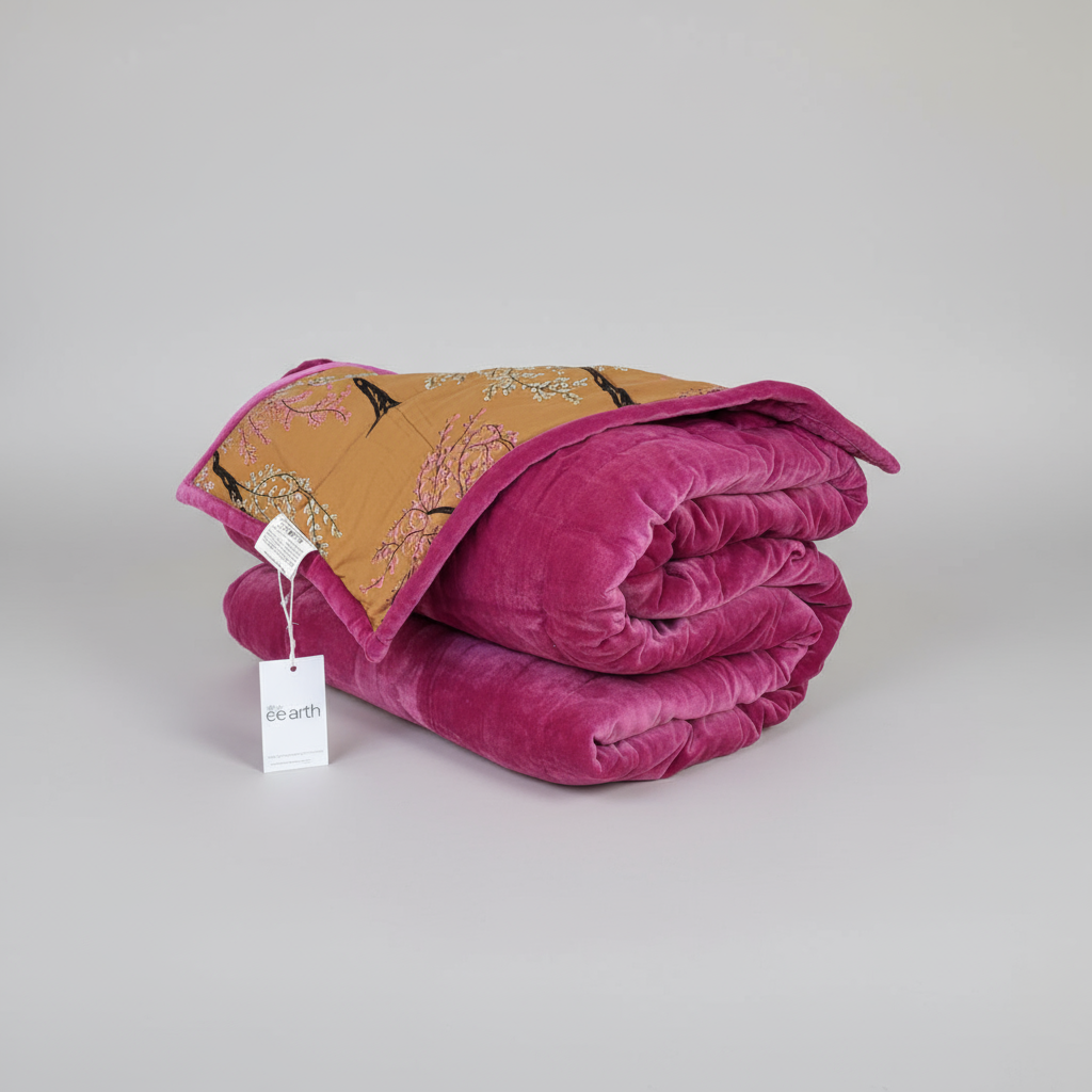 Cotton Velvet Reverse Dabu Print - Berry Ode