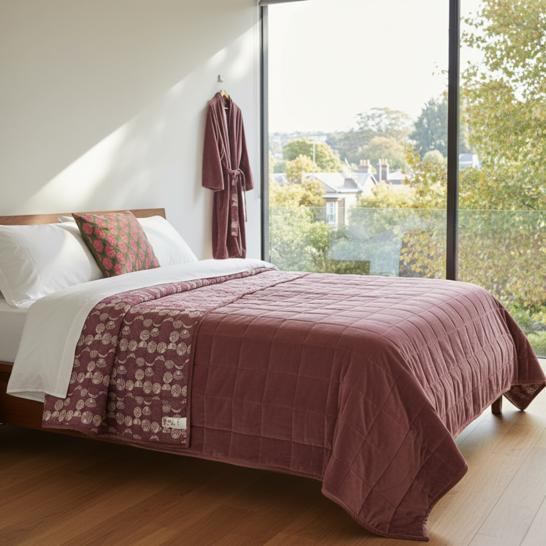 Cotton Velvet Reverse Dabu Print - Sand Drift