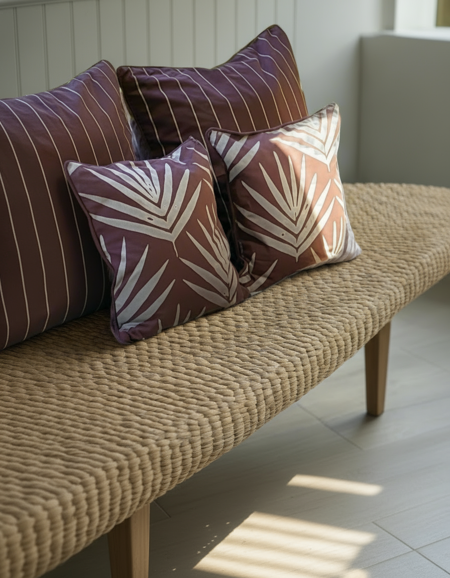 Organic Cotton Cushion Covers - Burnt Sienna Stripes