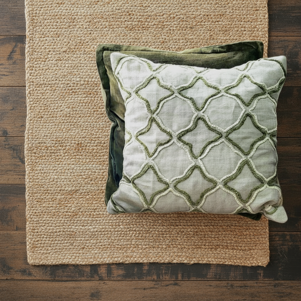 Lattice - Embroidered Cushion Cover on Textured Linen