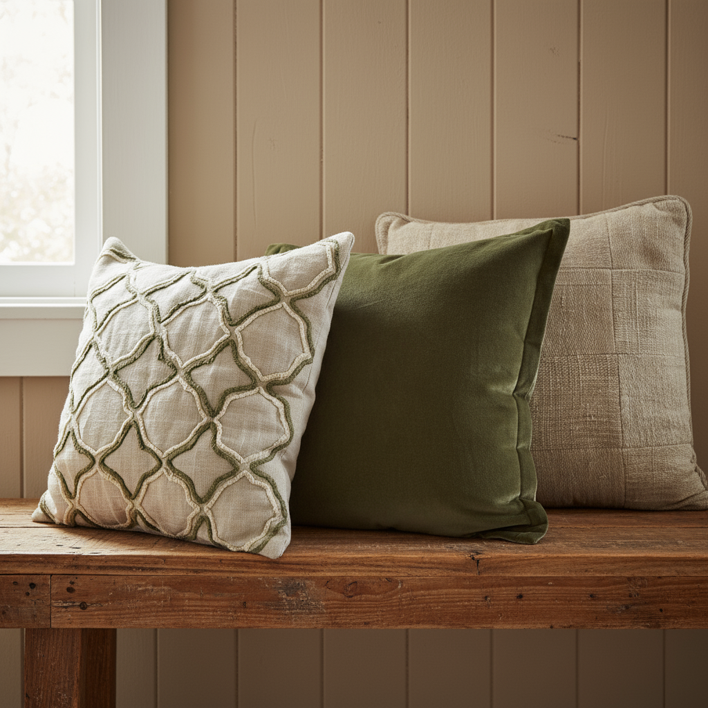 Lattice - Embroidered Cushion Cover on Textured Linen