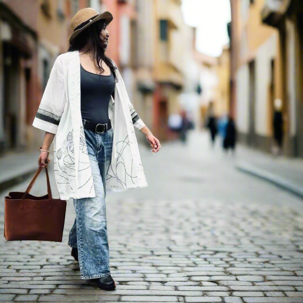 Organic Cotton Kimono - Wildflower White Opal