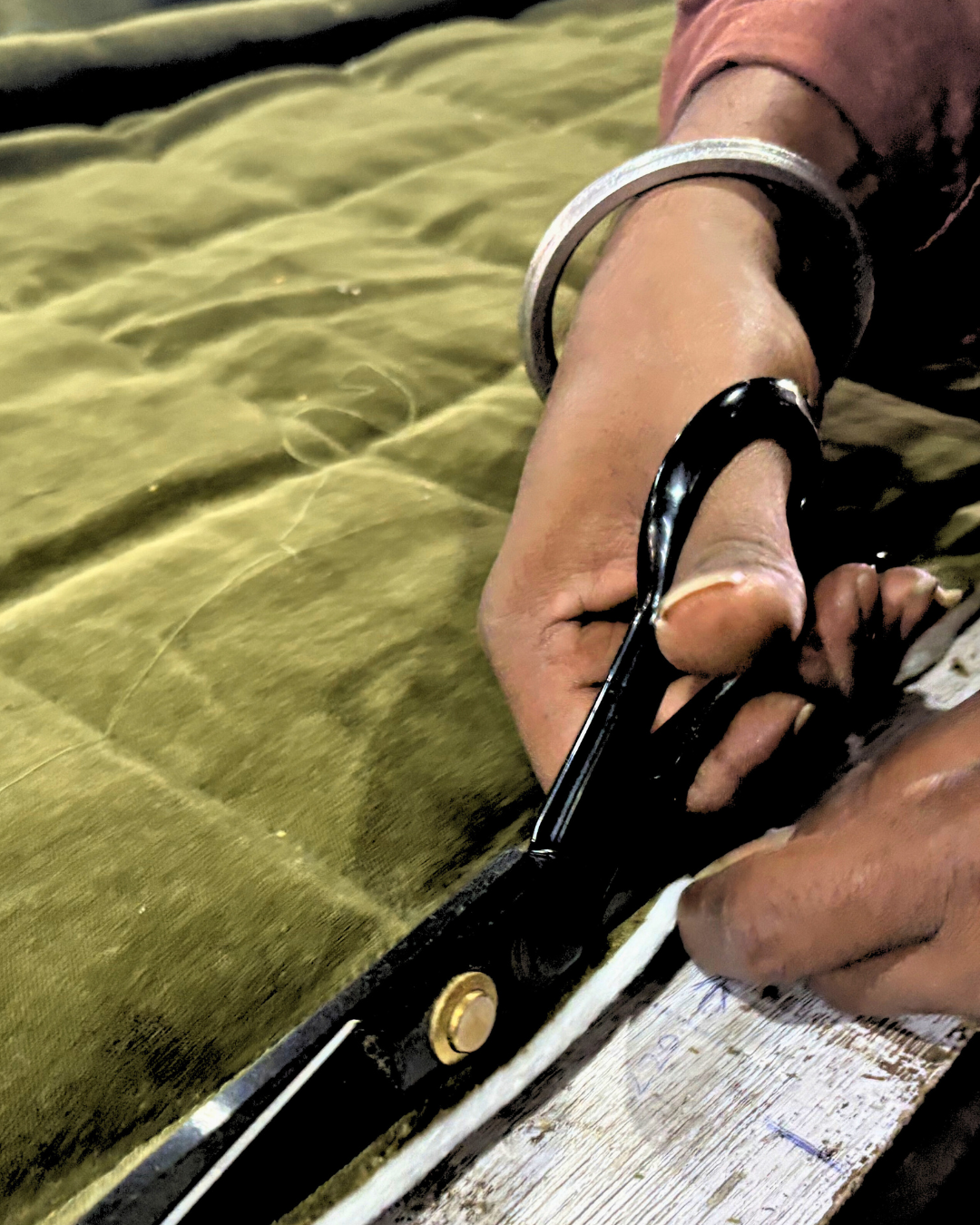 Cotton Velvet Reverse Dabu Print - Moss Creek