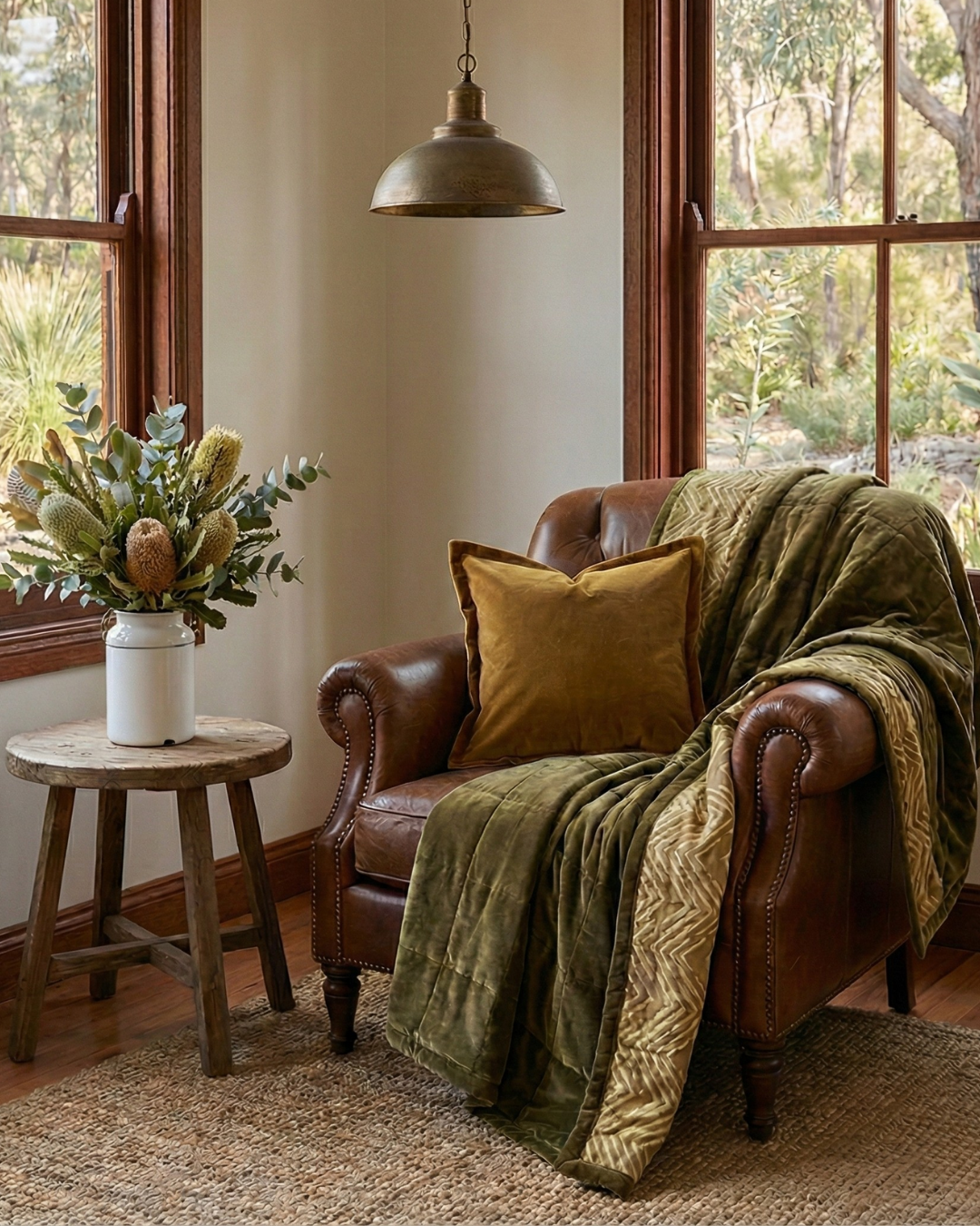 Cotton Velvet Reverse Dabu Print - Moss Creek