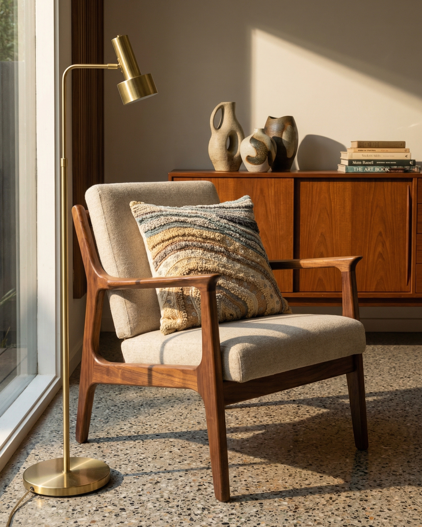 Sandstone - Chenille Embroidered Cushion Cover on Cotton