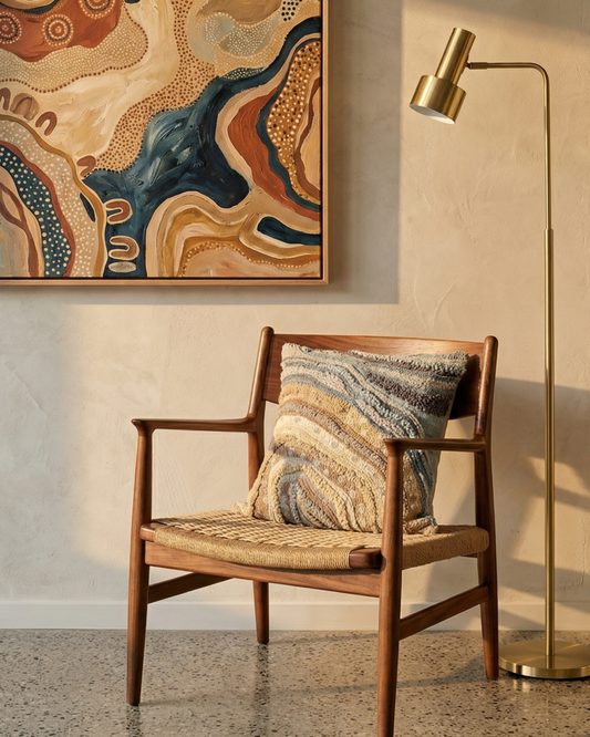 Sandstone - Chenille Embroidered Cushion Cover on Cotton