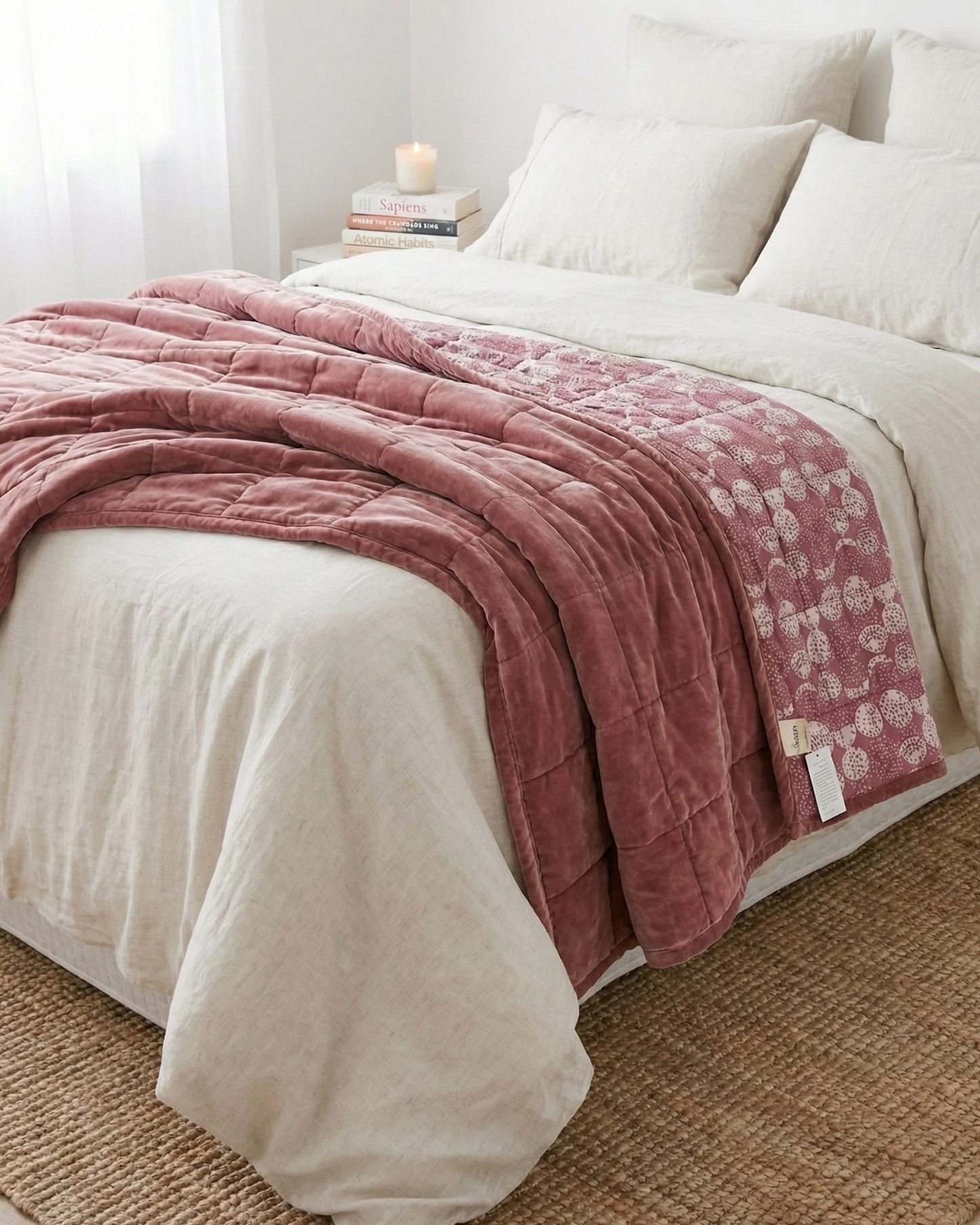 Cotton Velvet Reverse Dabu Print - Sand Drift