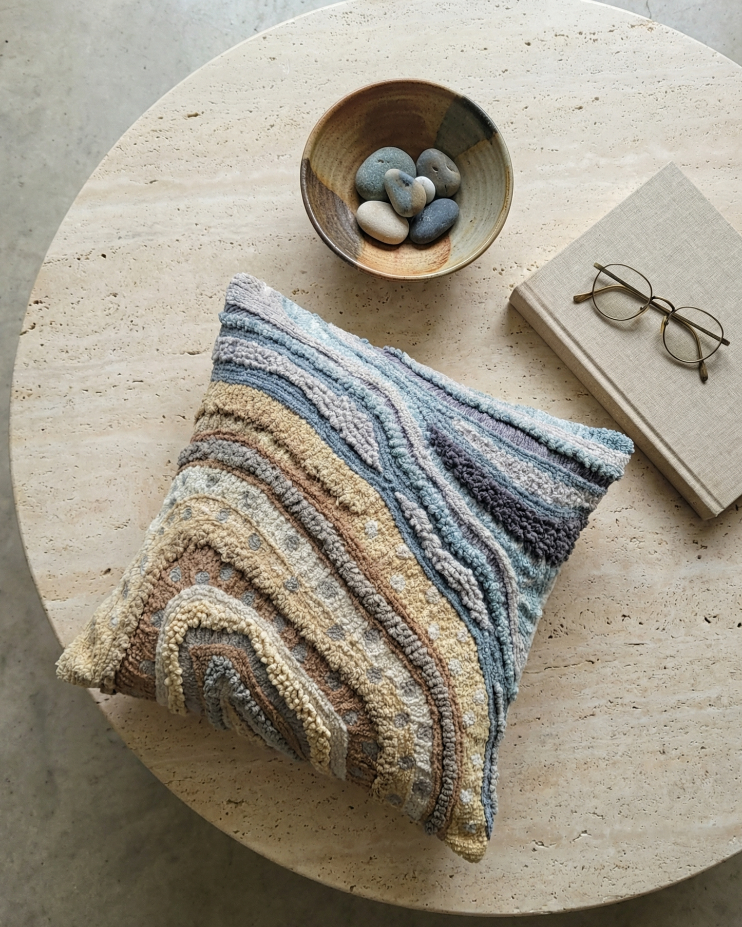 Sandstone - Chenille Embroidered Cushion Cover on Cotton