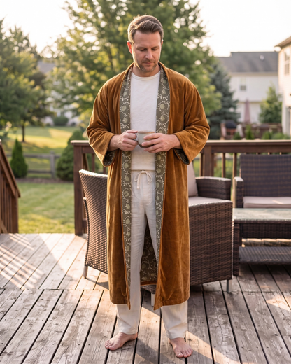 Ochre Vine Boutique | Velvet Kimono Coat Reverse Dabu Cotton