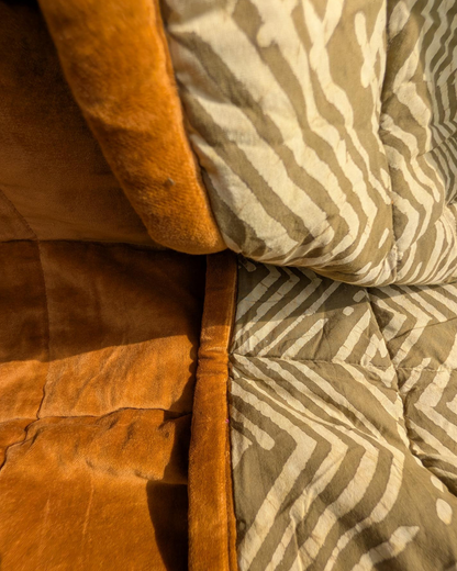 Ochre Creek LUXE QUEEN - Cotton Velvet Reverse Dabu Print