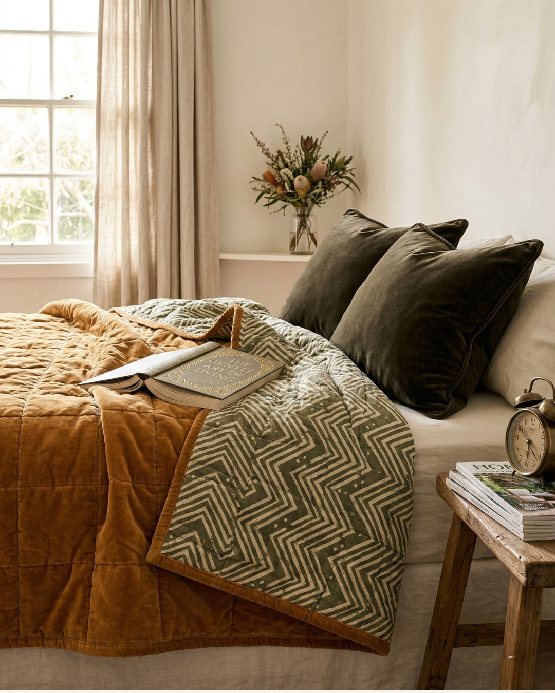 Ochre Creek QUEEN - Cotton Velvet Reverse Dabu Print
