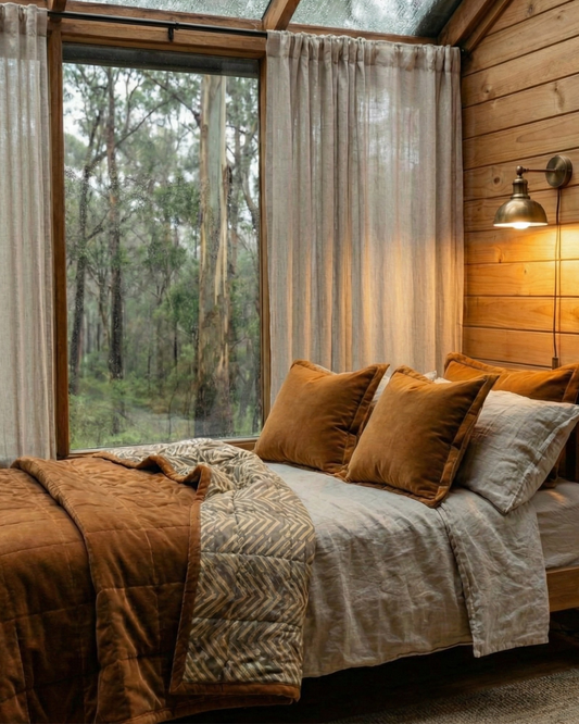 Ochre Creek QUEEN - Cotton Velvet Reverse Dabu Print