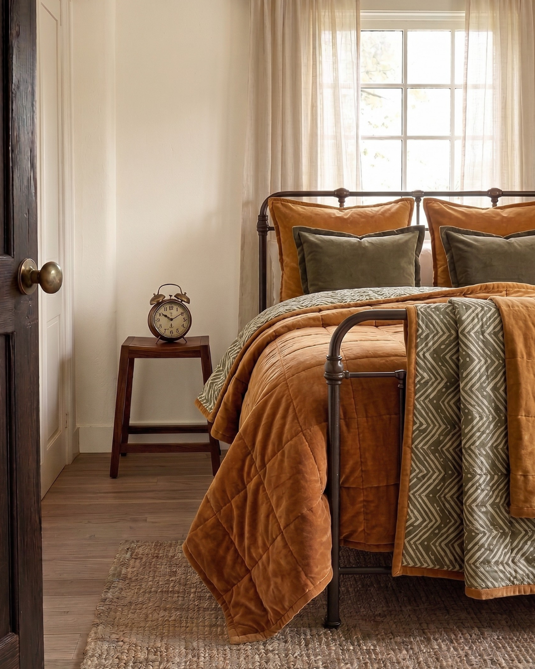 Ochre Creek LUXE QUEEN - Cotton Velvet Reverse Dabu Print