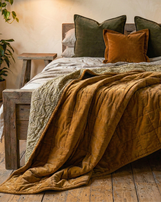 Ochre Creek QUEEN - Cotton Velvet Reverse Dabu Print