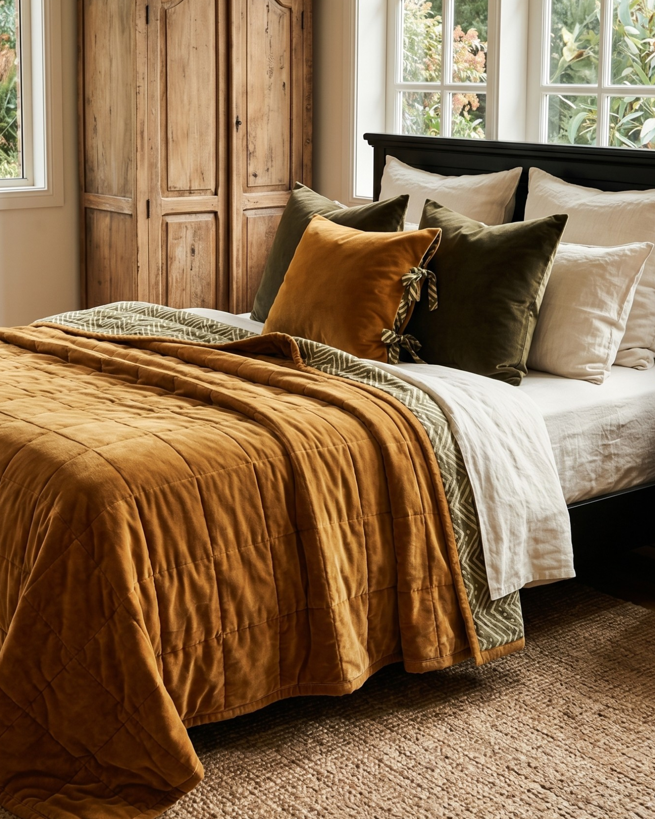 Ochre Creek LUXE QUEEN - Cotton Velvet Reverse Dabu Print