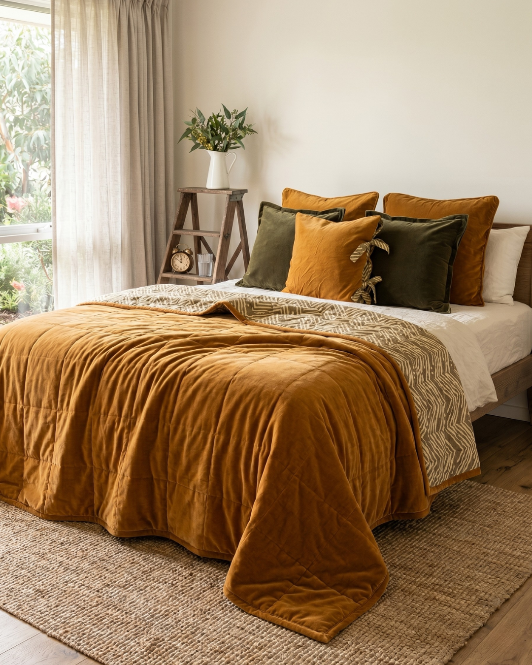 Ochre Creek KING - Cotton Velvet Reverse Dabu Print