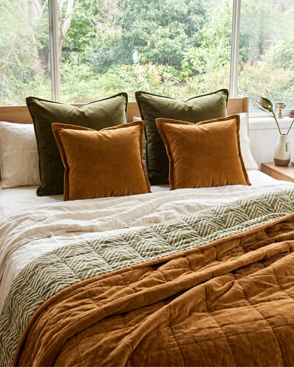 Ochre Creek LUXE QUEEN - Cotton Velvet Reverse Dabu Print