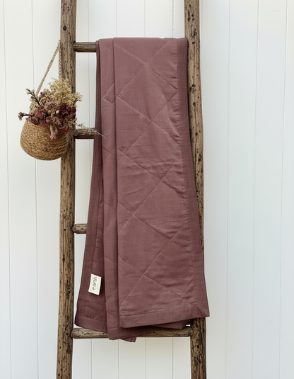 Organic Cotton Throw Blanket - Bangalow Palm Burnt Sienna