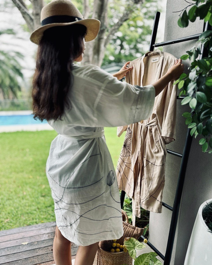 Wildflower Opal White Kimono | Embroidery on Organic Cotton