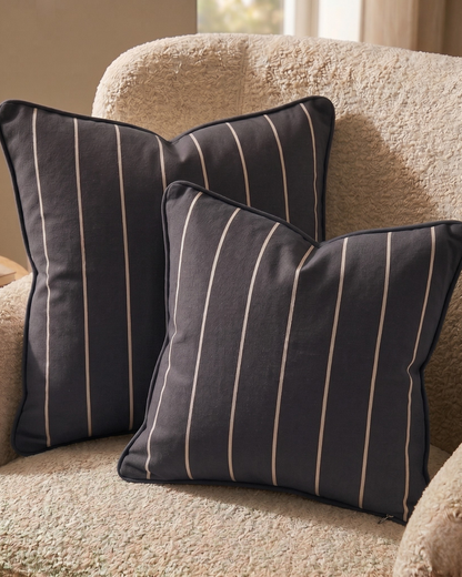 Small Organic Cotton Cushion Covers - Slate Stripes