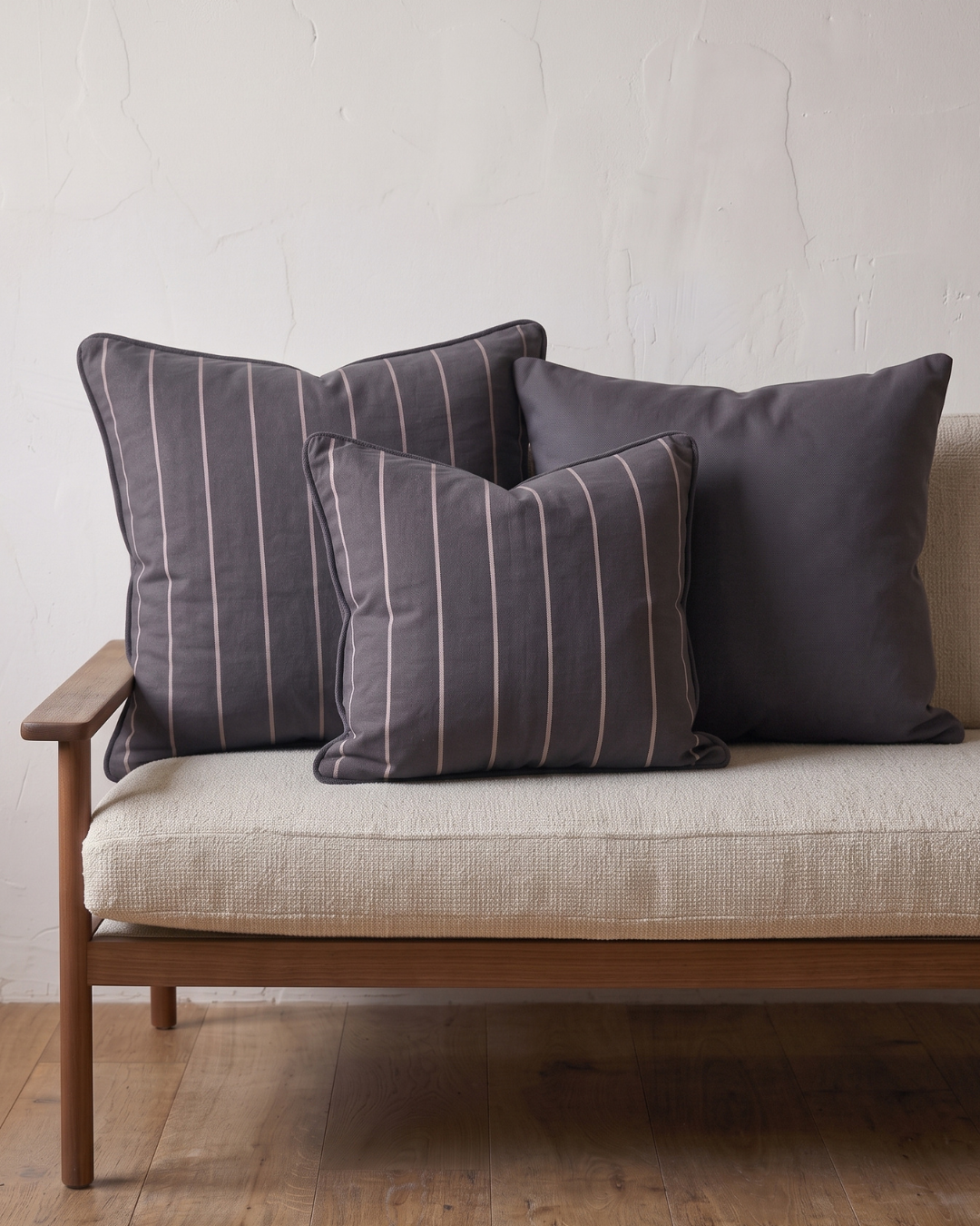 Euro Slate Stripes - Organic Cotton Cushion Covers