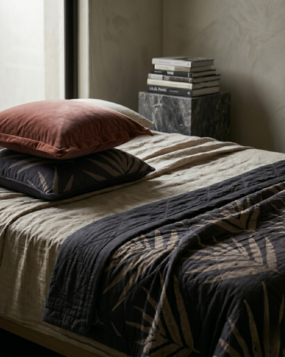 Organic Cotton Throw Blanket - Bangalow Palm Slate