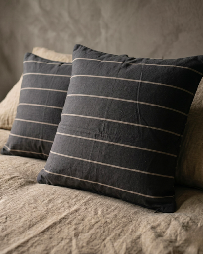 Small Organic Cotton Cushion Covers - Slate Stripes