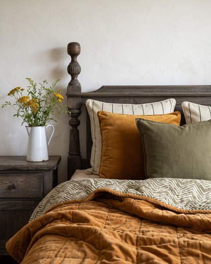 Ochre Creek LUXE QUEEN - Cotton Velvet Reverse Dabu Print