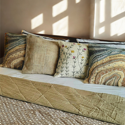 Sandstone 50x50cm - Chenille Embroidered Cushion Cover on Cotton