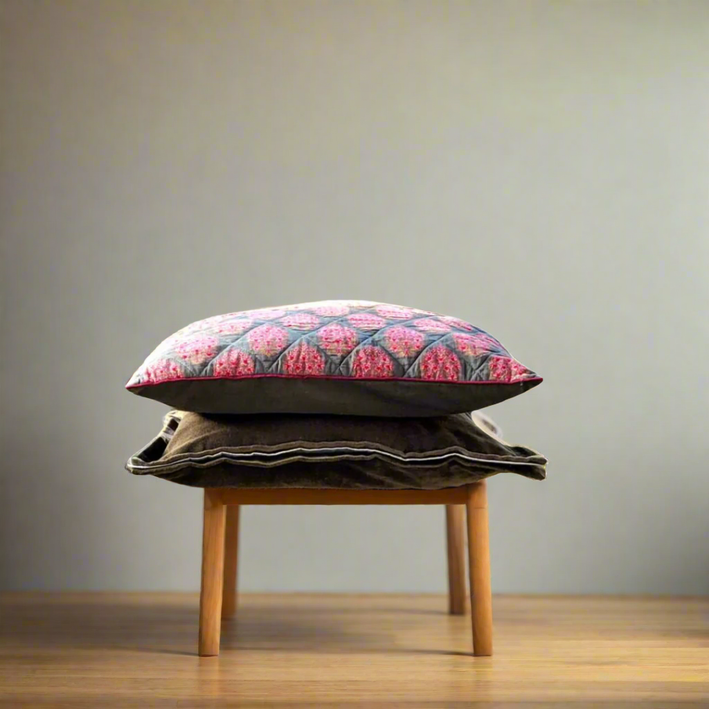 Sunset Bloom - Floral Print Cushion Cover on Quilted Cotton